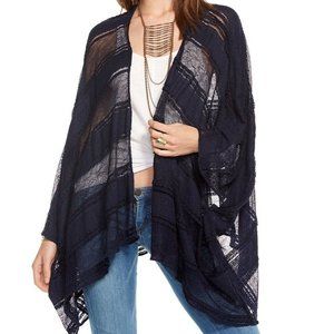 Chaser Lightweight Lace Kimono Wrap Shawl Cardigan Navy Blue Sz Medium/Large VGC